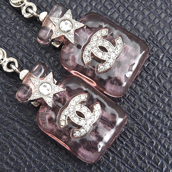 シャネル ピアス レディース パフューム ボトル ラインストーン ロングピアス B23S ピンク CHANEL 中古