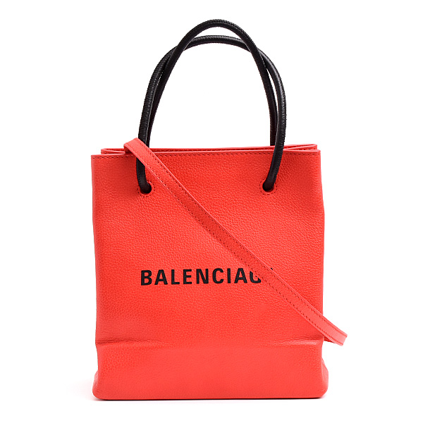 バレンシアガ バッグ レディース ロゴ ショッピングトート XXS 2WAY ハンドバッグ レッド BALENCIAGA 555140 中古