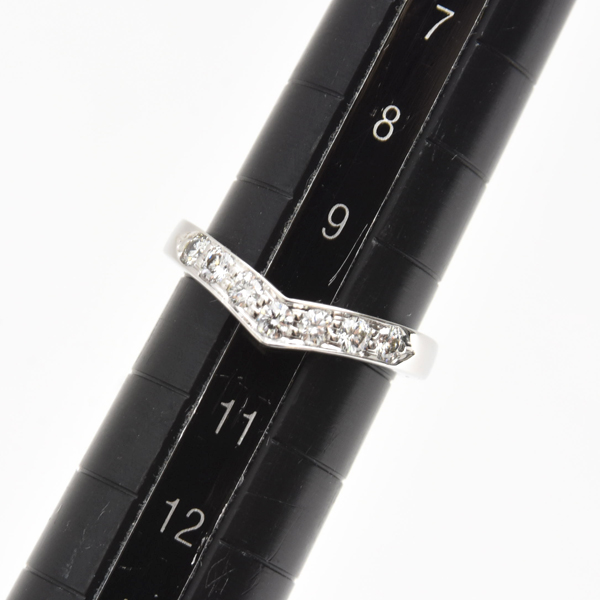 ティファニー 指輪 レディース Vバンド 7Pダイヤ リング 10号 プラチナ TIFFANY PT950 中古