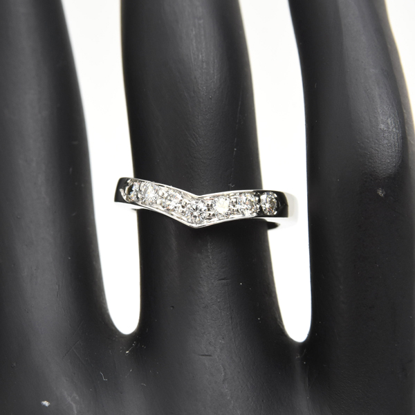 ティファニー 指輪 レディース Vバンド 7Pダイヤ リング 10号 プラチナ TIFFANY PT950 中古