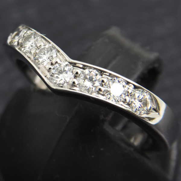 ティファニー 指輪 レディース Vバンド 7Pダイヤ リング 10号 プラチナ TIFFANY PT950 中古