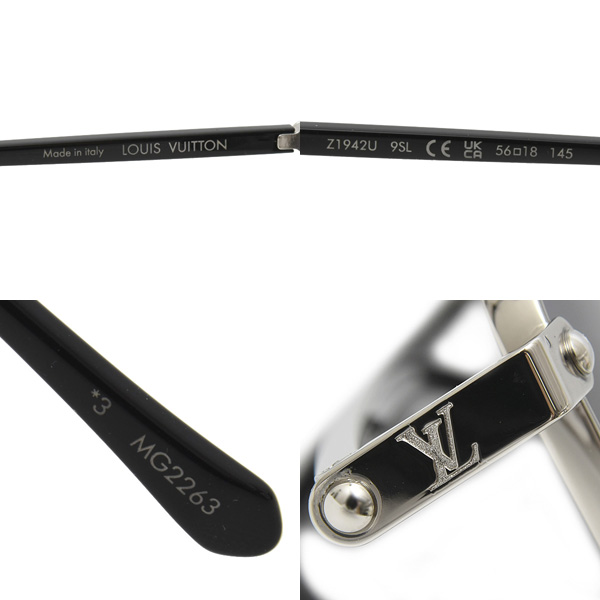 ルイヴィトン メガネ メンズ サングラス LV シグネチャー メタル・スクエア 56□18 メタル グレー Louis Vuitton Z1942U 中古