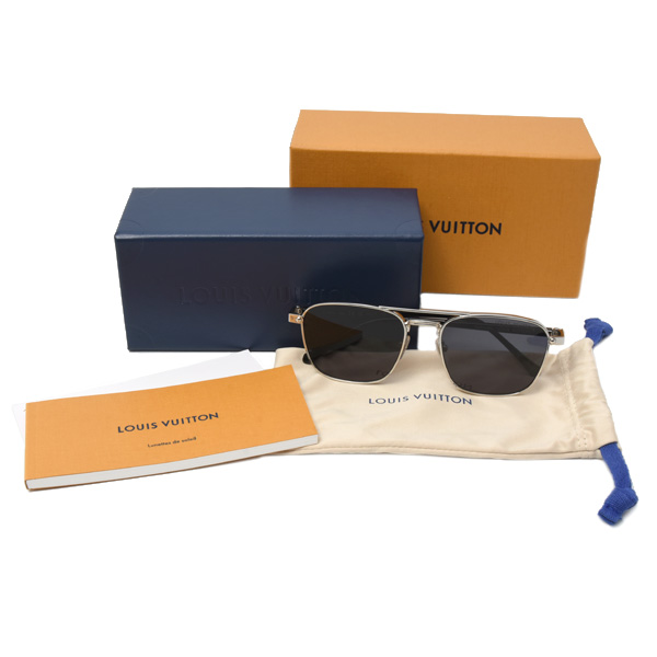 ルイヴィトン メガネ メンズ サングラス LV シグネチャー メタル・スクエア 56□18 メタル グレー Louis Vuitton Z1942U 中古