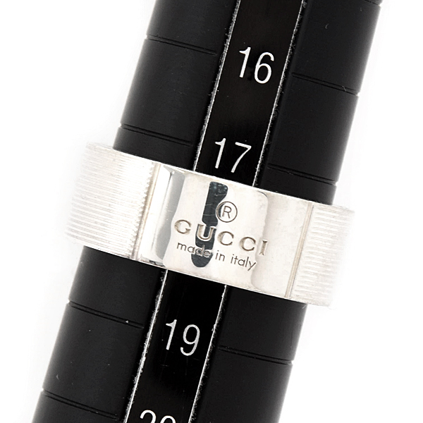 グッチ 指輪 メンズ レディース ロゴ リング 刻印サイズ19 実測18号 スターリングシルバー GUCCI Ag925 SV925 163179 中古