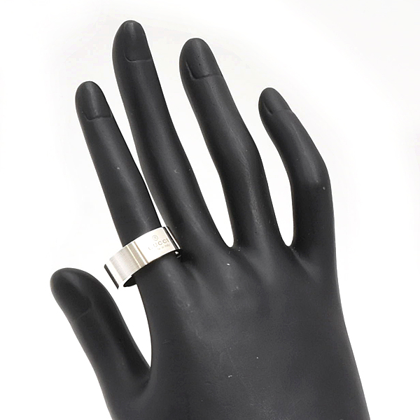 グッチ 指輪 メンズ レディース ロゴ リング 刻印サイズ19 実測18号 スターリングシルバー GUCCI Ag925 SV925 163179 中古