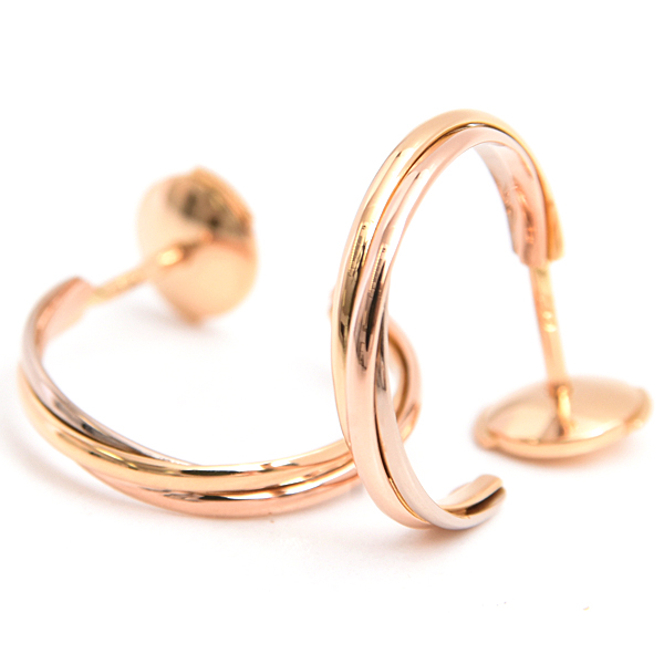 カルティエ ピアス レディース トリニティ 3連 フープ ピアス ゴールド Cartier 750YG×WG×PG 中古