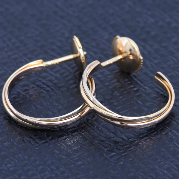 カルティエ ピアス レディース トリニティ 3連 フープ ピアス ゴールド Cartier 750YG×WG×PG 中古