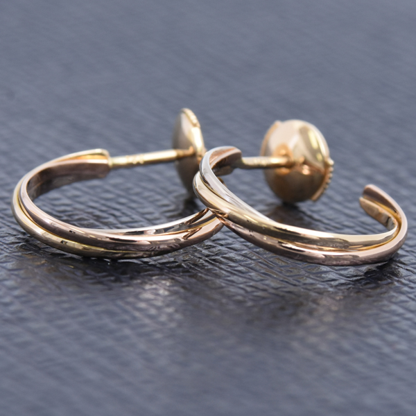 カルティエ ピアス レディース トリニティ 3連 フープ ピアス ゴールド Cartier 750YG×WG×PG 中古