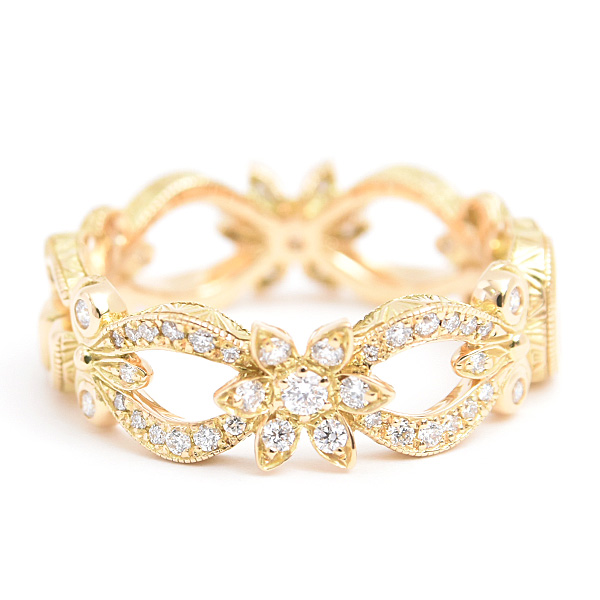 グッチ 指輪 レディース グッチフローラ ダイヤ リング 13号 実寸12号 イエローゴールド 750YG GUCCI 中古