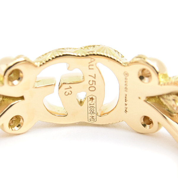 グッチ 指輪 レディース グッチフローラ ダイヤ リング 13号 実寸12号 イエローゴールド 750YG GUCCI 中古