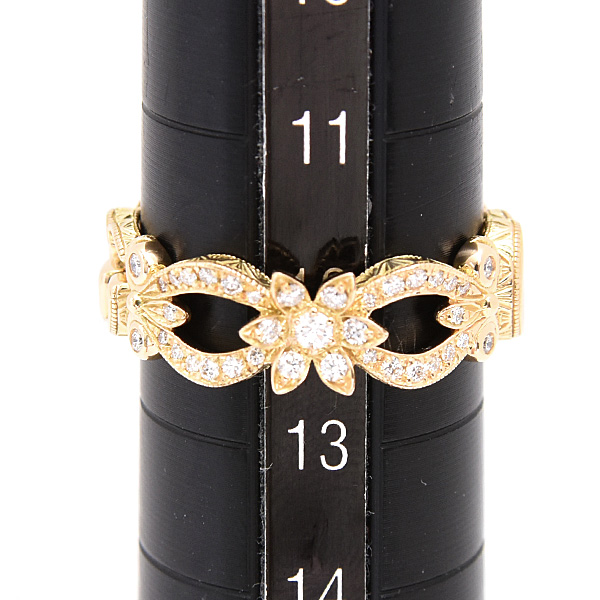 グッチ 指輪 レディース グッチフローラ ダイヤ リング 13号 実寸12号 イエローゴールド 750YG GUCCI 中古