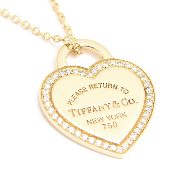 ティファニー ネックレス レディース リターン トゥ ハート タグ ダイヤモンド ペンダント イエローゴールド 750YG K18 TIFFANY 中古