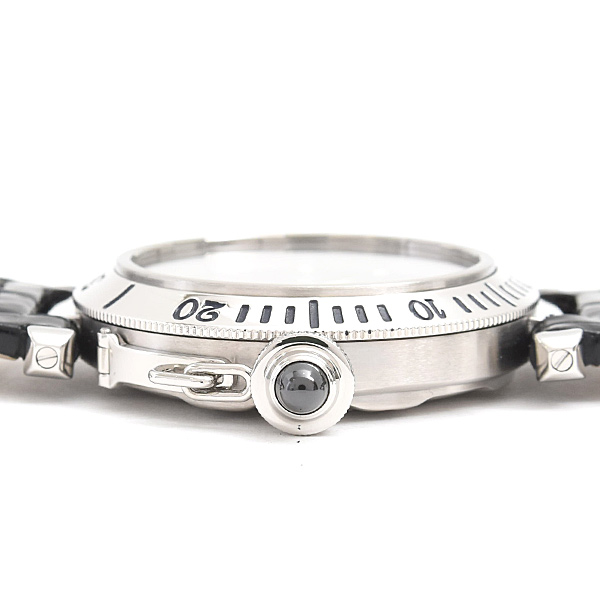 カルティエ 時計 メンズ パシャ グリッド 38mm 裏スケ 自動巻 ブラック文字盤 ステンレス プラチナ Cartier W3105255 中古