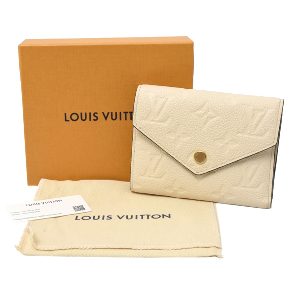 ルイヴィトン 財布 レディース ポルトフォイユヴィクトリーヌ コンパクトウォレット モノグラムアンプラント クレーム Louis Vuitton M82344 中古
