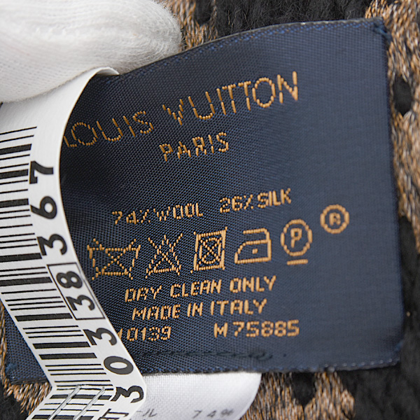 ルイヴィトン マフラー レディース ジャイアントモノグラム エシャルプ ジャングル ブラック レオパード ウール Louis Vuitton M75885 中古