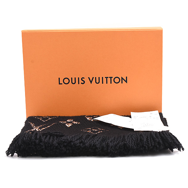 ルイヴィトン マフラー レディース ジャイアントモノグラム エシャルプ ジャングル ブラック レオパード ウール Louis Vuitton M75885 中古