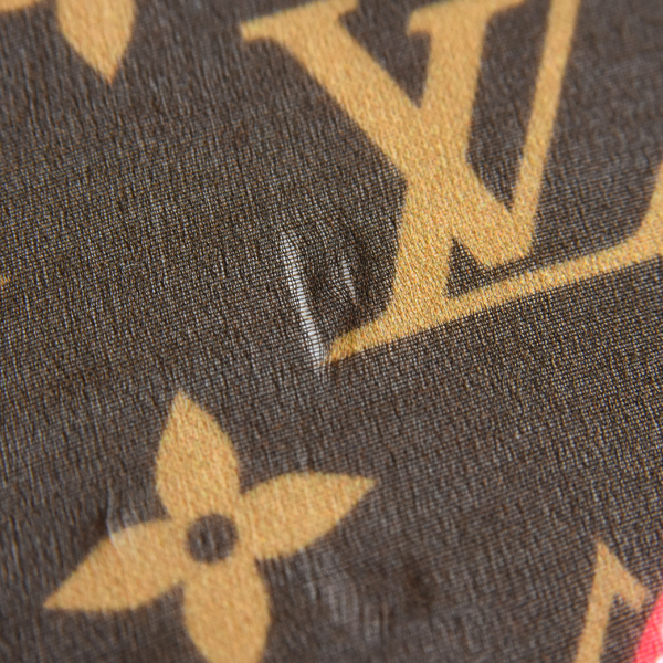 ルイヴィトン スカーフ レディース カレ55 LV×TM モノグラム チェリー ブラウン シルク55% コットン45% Louis Vuitton M96090 中古