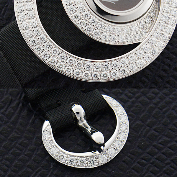 ショパール 腕時計 レディース ダブルループ 2重ダイヤモンド ベゼル 電池式 ブラウン文字盤 ホワイトゴールド 750WG Chopard 4534/1 中古