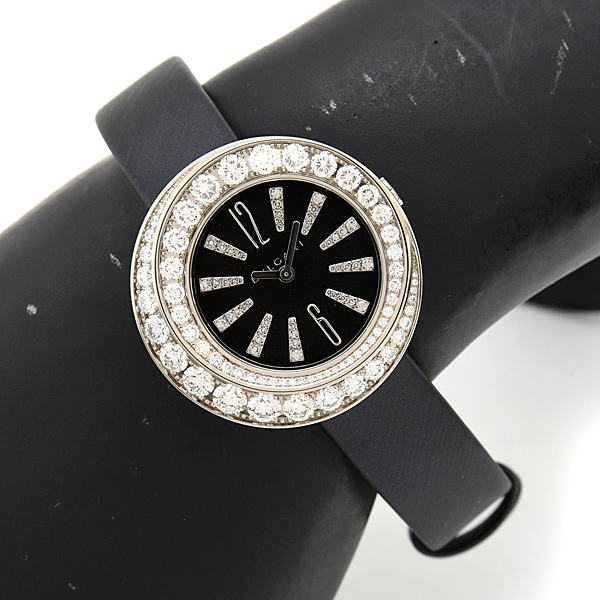 ブルガリ 時計 レディース コンドッティ ダイヤ ジュエリーウォッチ 電池式 ブラック文字盤 750WG BVLGARI CDW35C6GD2L/VDC 中古