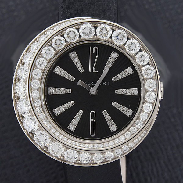 ブルガリ 時計 レディース コンドッティ ダイヤ ジュエリーウォッチ 電池式 ブラック文字盤 750WG BVLGARI CDW35C6GD2L/VDC 中古