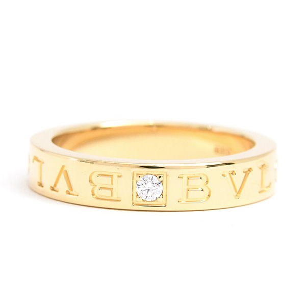 ブルガリ 指輪 レディース 1Pダイヤ ブルガリブルガリ ダブルロゴ リング  実寸13.5号 イエローゴールド BVLGARI 750YG 中古