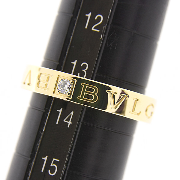 ブルガリ 指輪 レディース 1Pダイヤ ブルガリブルガリ ダブルロゴ リング  実寸13.5号 イエローゴールド BVLGARI 750YG 中古