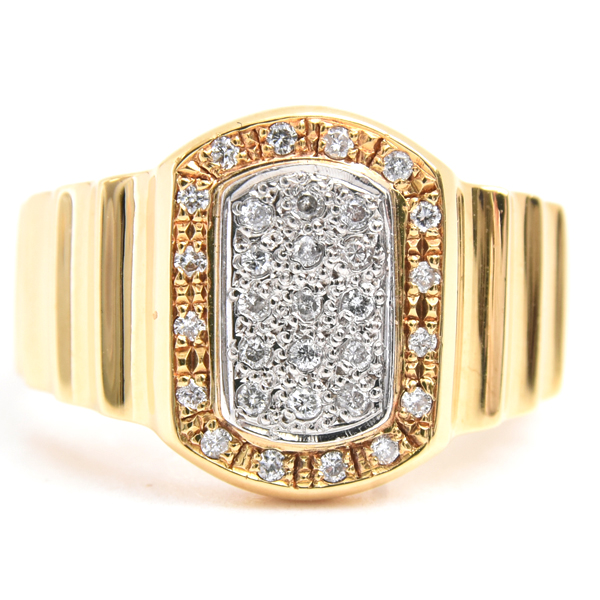 ダイヤモンド 指輪 メンズ スクエアデザイン ダイヤ リング D0.22ct 16号 ゴールド プラチナ ノンブランド K18×PT900 中古