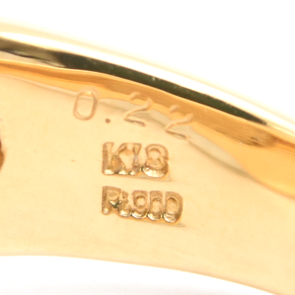 ダイヤモンド 指輪 メンズ スクエアデザイン ダイヤ リング D0.22ct 16号 ゴールド プラチナ ノンブランド K18×PT900 中古