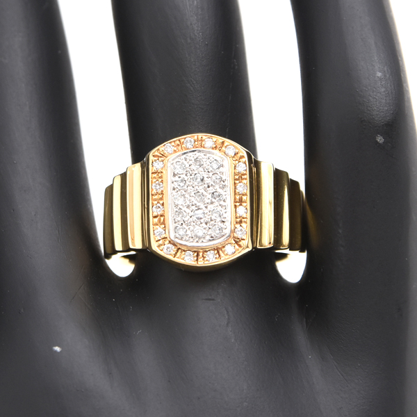 ダイヤモンド 指輪 メンズ スクエアデザイン ダイヤ リング D0.22ct 16号 ゴールド プラチナ ノンブランド K18×PT900 中古