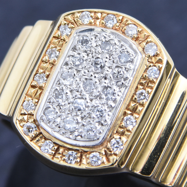 ダイヤモンド 指輪 メンズ スクエアデザイン ダイヤ リング D0.22ct 16号 ゴールド プラチナ ノンブランド K18×PT900 中古