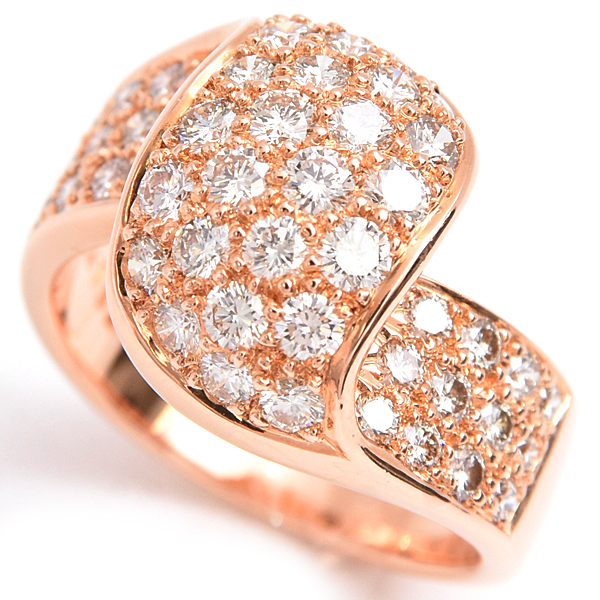 ダイヤモンド 指輪 レディース ダイヤモンド デザイン リング 11号 D1.52ct ピンクゴールド ノンブランド K18PG 中古