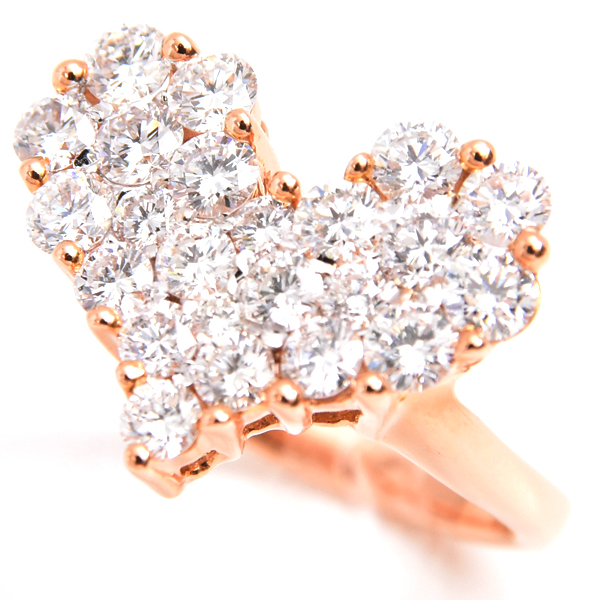ダイヤモンド 指輪 レディース ハートモチーフ ダイヤモンド リング D1.50ct 8号強 ピンクゴールド ノンブランド K18PG 中古