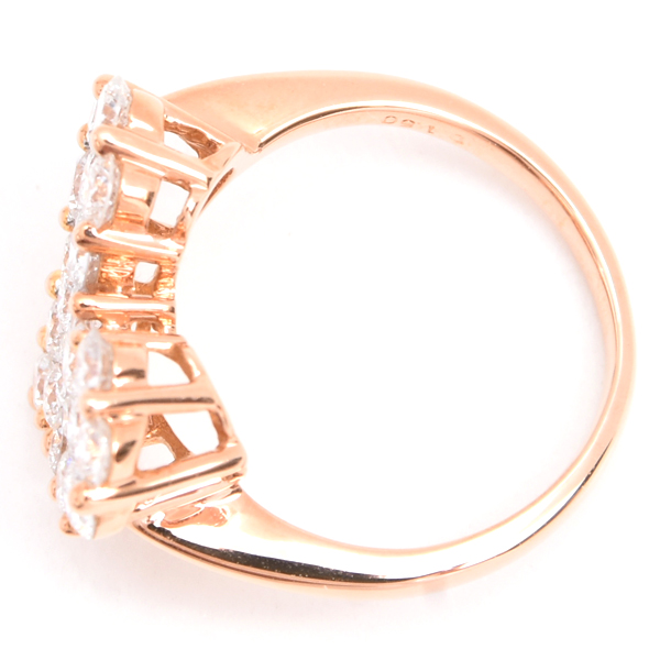 ダイヤモンド 指輪 レディース ハートモチーフ ダイヤモンド リング D1.50ct 8号強 ピンクゴールド ノンブランド K18PG 中古