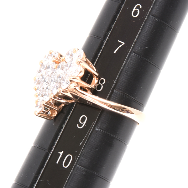 ダイヤモンド 指輪 レディース ハートモチーフ ダイヤモンド リング D1.50ct 8号強 ピンクゴールド ノンブランド K18PG 中古