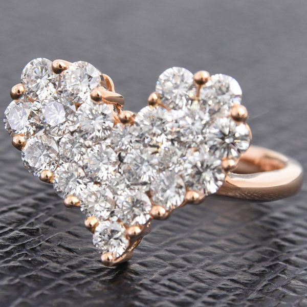 ダイヤモンド 指輪 レディース ハートモチーフ ダイヤモンド リング D1.50ct 8号強 ピンクゴールド ノンブランド K18PG 中古