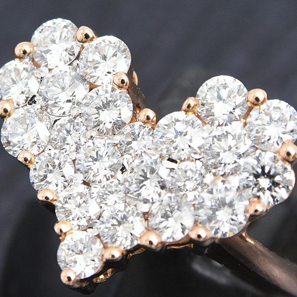 ダイヤモンド 指輪 レディース ハートモチーフ ダイヤモンド リング D1.50ct 8号強 ピンクゴールド ノンブランド K18PG 中古