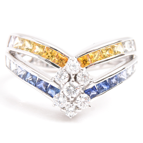 ジュネ 指輪 レディース サファイア×ダイヤ リング S1.63ct D0.32ct 12号 ホワイトゴールド Jeunet 750WG 中古