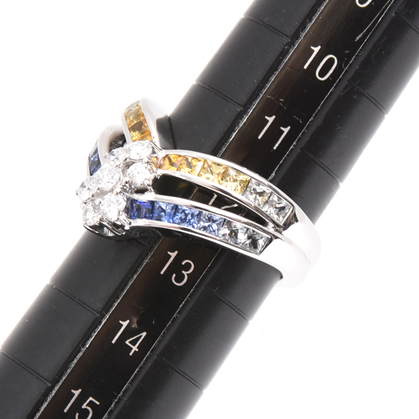 ジュネ 指輪 レディース サファイア×ダイヤ リング S1.63ct D0.32ct 12号 ホワイトゴールド Jeunet 750WG 中古