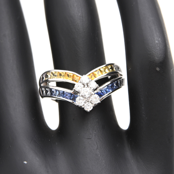 ジュネ 指輪 レディース サファイア×ダイヤ リング S1.63ct D0.32ct 12号 ホワイトゴールド Jeunet 750WG 中古