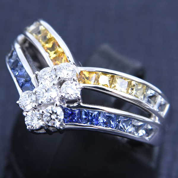 ジュネ 指輪 レディース サファイア×ダイヤ リング S1.63ct D0.32ct 12号 ホワイトゴールド Jeunet 750WG 中古