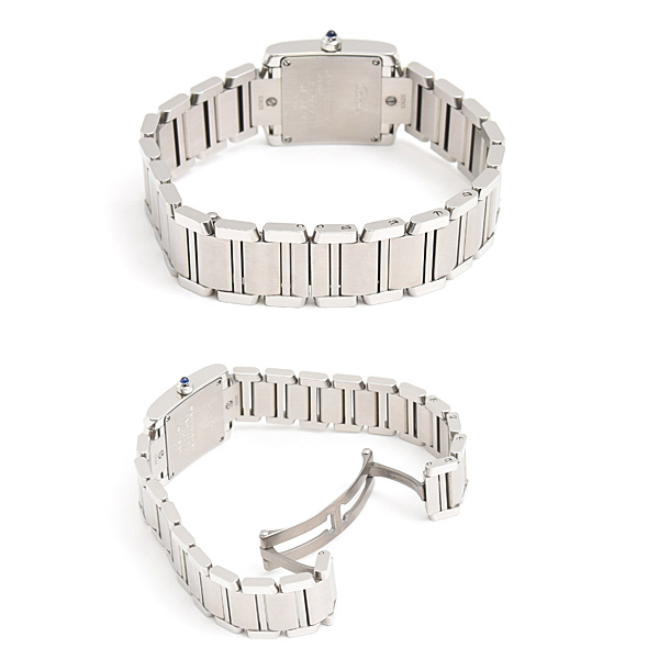 カルティエ 時計 レディース タンクフランセーズSM 純正ダイヤ 電池式 アイボリー文字盤 SS Cartier W4TA0008 中古