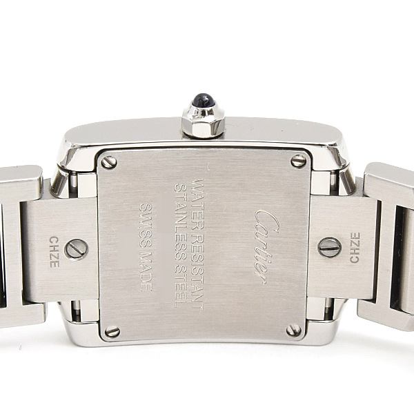 カルティエ 時計 レディース タンクフランセーズSM 純正ダイヤ 電池式 アイボリー文字盤 SS Cartier W4TA0008 中古