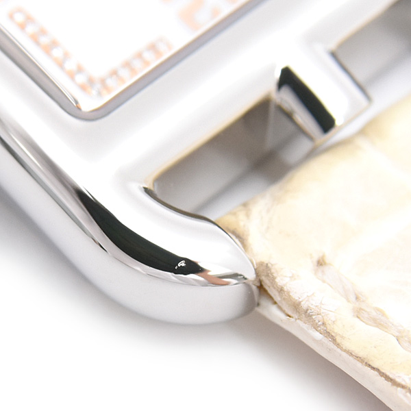 エルメス 腕時計 レディース ケープコッド ドゥブルトゥール ダイヤ ホワイト文字盤 電池式 SS アリゲーター HERMES CC1.312 中古