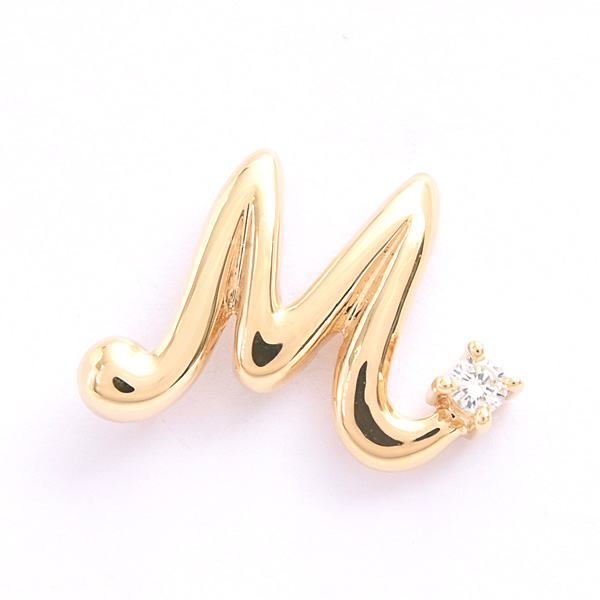 タサキ ブローチ レディース 1Pダイヤモンド イニシャル M ラペルピン タックピン D0.03ct イエローゴールド TASAKI 田崎 K18YG 中古