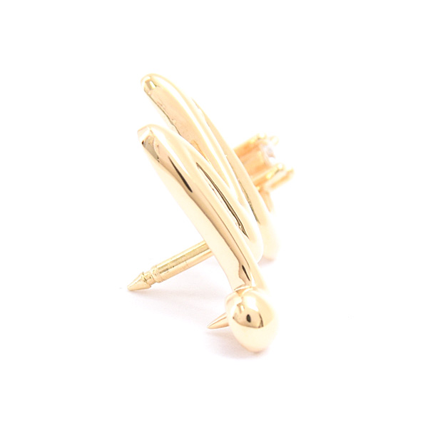 タサキ ブローチ レディース 1Pダイヤモンド イニシャル M ラペルピン タックピン D0.03ct イエローゴールド TASAKI 田崎 K18YG 中古