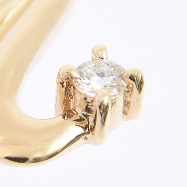 タサキ ブローチ レディース 1Pダイヤモンド イニシャル M ラペルピン タックピン D0.03ct イエローゴールド TASAKI 田崎 K18YG 中古