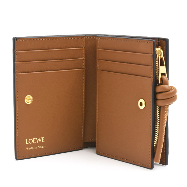 ロエベ 財布 レディース ノットコンパクトウォレット 二つ折り カーフ ブラック スクワラル ブラウン LOEWE CEM1NCWX01 未使用展示品