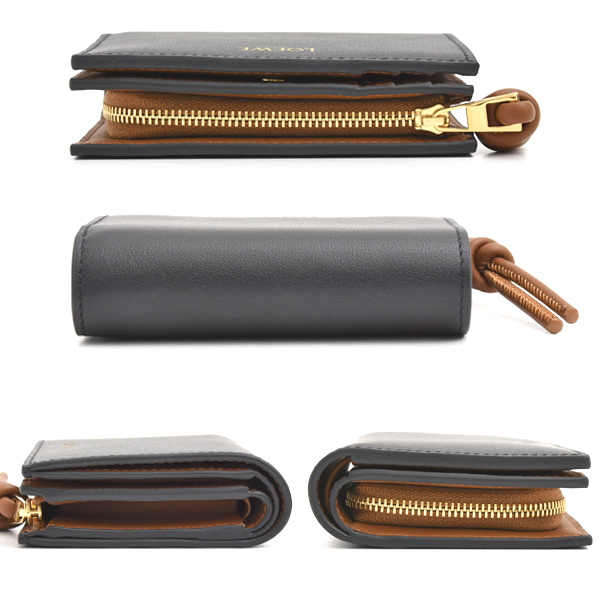 ロエベ 財布 レディース ノットコンパクトウォレット 二つ折り カーフ ブラック スクワラル ブラウン LOEWE CEM1NCWX01 未使用展示品