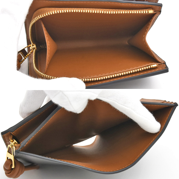 ロエベ 財布 レディース ノットコンパクトウォレット 二つ折り カーフ ブラック スクワラル ブラウン LOEWE CEM1NCWX01 未使用展示品