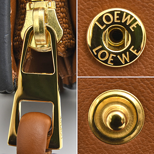 ロエベ 財布 レディース ノットコンパクトウォレット 二つ折り カーフ ブラック スクワラル ブラウン LOEWE CEM1NCWX01 未使用展示品
